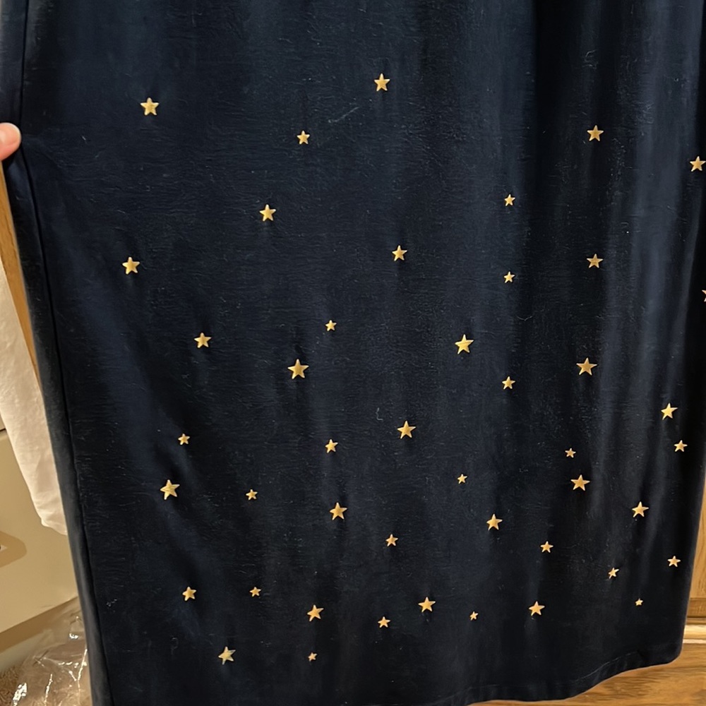 Monrow size small navy blue maxi racer back dress with gold stars